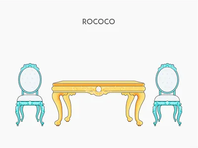 Rococo chair flat furniture rococo vector