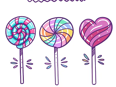 Lollipops candy cartoon cute design dessert illustration lollipop rainbow sketch summer sweet vector