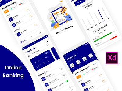 Online Banking app banking app graphics design illustrator design mobile app design online banking photoshop design sketch app ui design ui kits ux design xd design