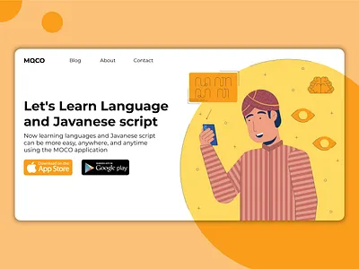 Learn Javanese Language Landing Page app branding concept design flat graphic design icon illustration typography ui ux vector