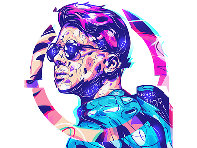 cyber funk artwork behance color dribbble hello illustration invite portfolio shoes style