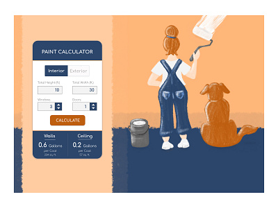 Paint Calculator calculator calculator ui daily ui 004 dailyui dog home illustration paint roller