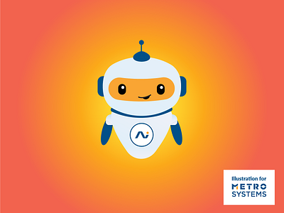 Illustration Robot V2 ai sense blue bot chatbot dragos dragos alexandru flat icon illustration logo metro systems robot simple ui vector yellow