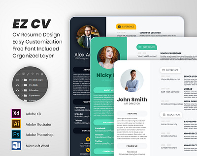 EZ CV Resume ( Free Download ) cover letter cv cv resume template download mockup free ai free design free psd freebie ms word resume resume cv template