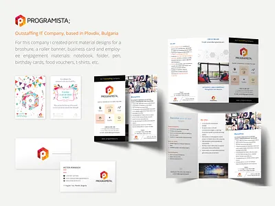 Print Designs: a brochure, birthday card and a business card birthday card brochure design business business card design corporate flyer