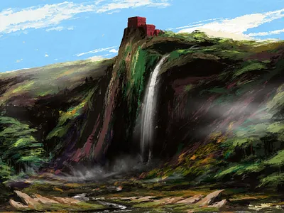 Castle Falls art background design brainpanstudio concept art dailydesignchallenge design digital art illustration