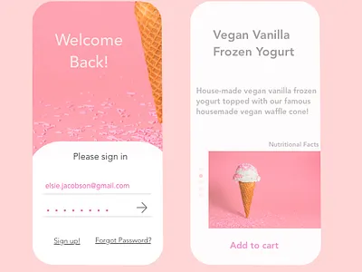 vegan froyo app app app design design art frozen yogurt sketch ui uidesign vegan waffle cone