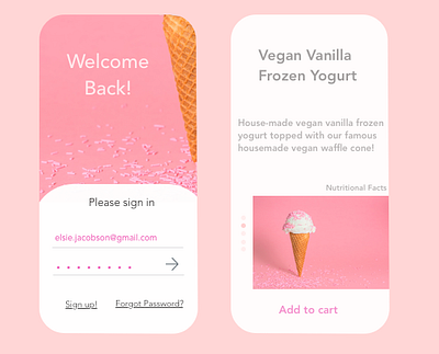 vegan froyo app app app design design art frozen yogurt sketch ui uidesign vegan waffle cone