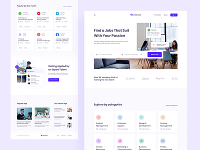 Upsidown - Online Jobs Finder Website clean design finder jobs landing page portal simple ui ux web design website