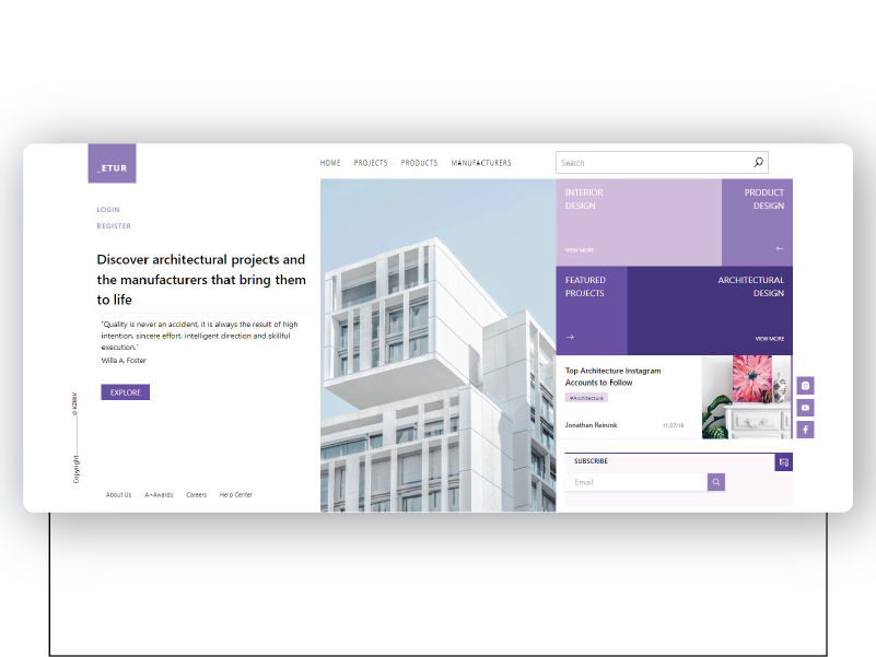 ETUR — Architectural Discovery Concept app architecture branding design minimal ui ux web website