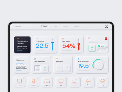 Smart Home Dashboard application dashboard figma interface neumorphic skeuomorphic technology ui ux