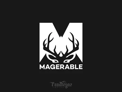 Magerable animal art black deer design element graphic icon illustration letter logo nature negative space logo pandhegaz sign symbol vector vintage wild wildlife
