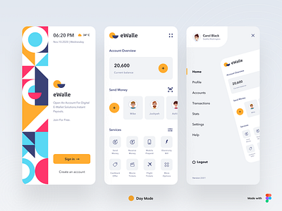 eWalle - Portable Wallet app app concept banking banking app branding cards credit card debit card design icon illustration logo minimal online banking payment transaction typography ui ui design ux