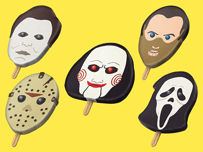 Horror Movie Popsicles caricature digital illustration digital portrait halloween ice cream illustration pop art popsicle popsicles portrait scream