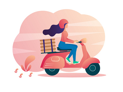 Delivery Girl adobe illustrator design gradient graphic design illustration ui