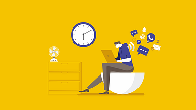 Deadline deadline flat ilustration laptop work yellow