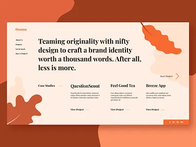 Personal Website Exploration autumn autumn leaves brand branding earth elegant illustration leaf logo nature personal typeface ux webdesig website