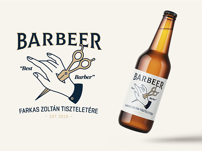 Barbeer barber beer beer art beer branding beer label bottle branding classic classical design hand illustration lettering monoline packagedesign packaging scissors typogaphy