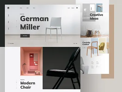Furniture - Interior Decor Shop Website chair sofa divan colorful creative design fashion furniture store landing page minimal ui ux web website