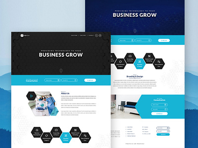 MD Hexa - Medical Technology Web Design blue clean clean ui creative design flat design hexagon hexagonal medical medical care medical design technology ui ux web design webdesign