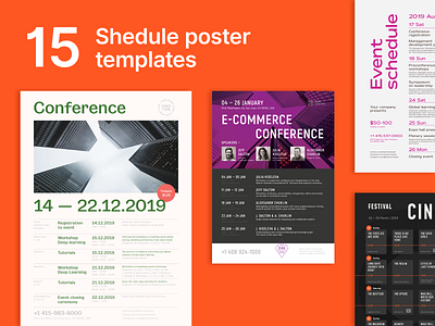 Schedule Posters Bundle calendar date event flyer poster schedule table templates time timeline vector