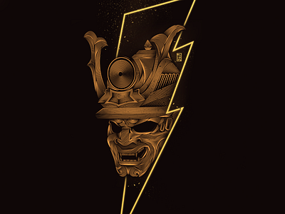 Electric samurai art artist artwork design digital futuristic illustration illustrator samurai ui vector