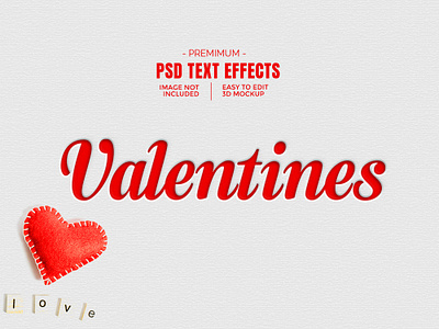 Valentines Text 3D Effect PSD Mockup 3d branding color design logo logo design logoinspiration logotype mockup orange psd template text text effect texture