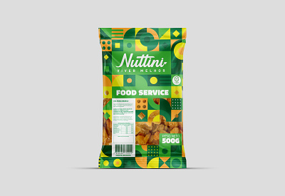 Food Service 500g Nuttini - 2 design food geometric graphic illustration mockup package packaging plastic