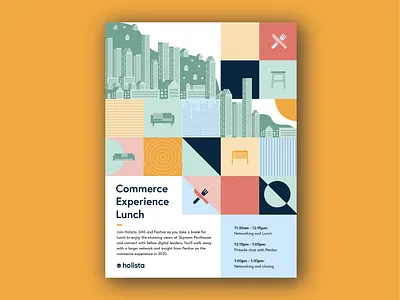 Corporate invitation design concept blue brand and identity brand identity branding circles city design dots green illustration invitation invite orange pattern shapes skyline