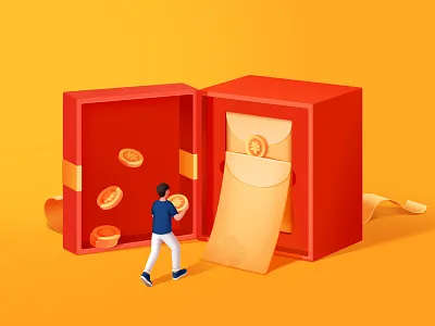 App boy finance gift gold guy money purple red yellow