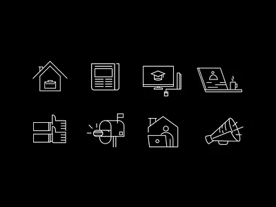 Black & White Icons art direction black and white black and white icons brand design digital art icon set iconography icons illustration manypixels unlimited design vector