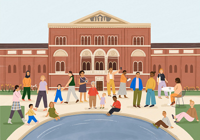 V&A Museum amelia flower building character digital family folioart illustration procreate