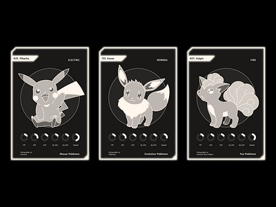 pokemon cards 2 (Pikachu, Eevee, Vulpix) design dribbble dribbbleweeklywarmup eevee grow illustration pikachu pokemon vector vectorart vulpix weekly warm up