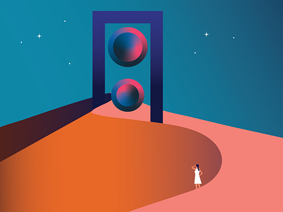 Music for the soul architecture branding desert gradient illustration music people space art ui
