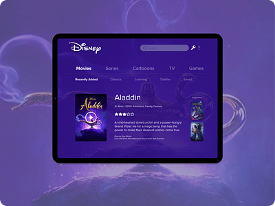 Daily UI :: 025 :: TV App 025 100daysofui app challenge daily 100 challenge daily ui dailyui design disney figma streaming tv tvapp ui