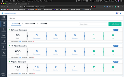 Aviahire ATS Software admin dashboard application design design app hr software ux ui design