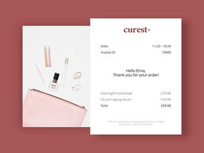 DAILY UI 017 - EMAIL RECEIPT clean cosmetics daily daily ui dailyui design email email design email marketing email receipt mail mail design order orders receipt receipts thanks ui ui design ui ux