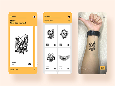 Tattoo live preview app design jon jondesigner live ui ux