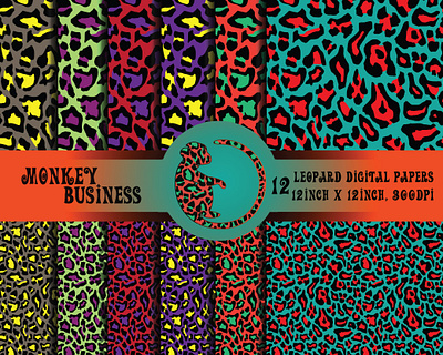 Fashionable leopard skin digital papers pack, Scrapbook papers abstract animal print army design fabric fashion illustration illustration leopard print pattern seamless vector