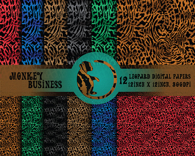 Colorful seamless leopard skin digital papers pack, Scrapbook abstract animal print army design fabric illustration leopard print pattern seamless vector
