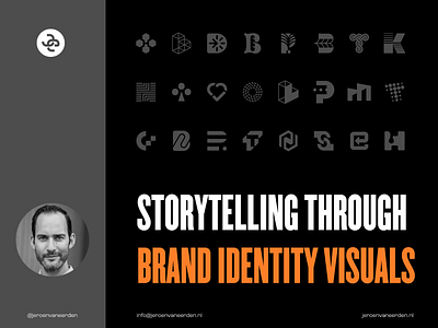 Storytelling Through Brand Identity Visuals 🔴 brand identity branding conference designer journey dribbble dutch groningen icon design identity identity visuals jeroen letter logo lettermarks logo design logo designer netherlands story storytelling talk youtube