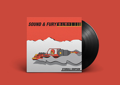 SOUND & FURY Album Cover album album art album cover band car clouds fast fire illustration mountains music records red rock smoke sturgill simpson vinyl