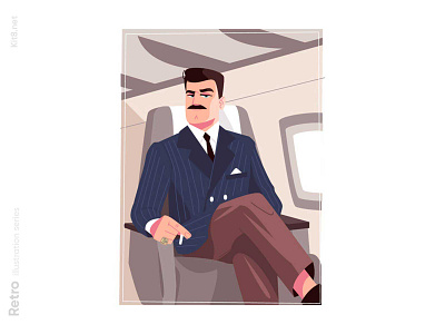 Business man on airplane illustration airplane business character flat illustration kit8 man private vector