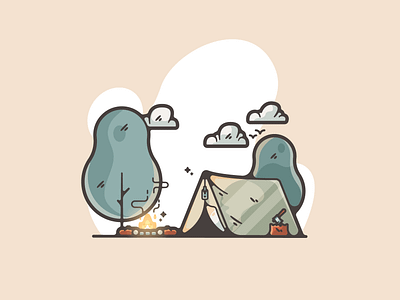 Camping adobe art camping cartoon clean color creative designer dribbble flat graphic graphic design illustration illustrator modern outdoors portfolio shot simple wild