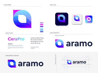 aramo branding a letter logo a logo abstract app brand identity branding business creative logo gradient illustration leaf logo letter logo logo design logo designer logo mark modern logo software technology