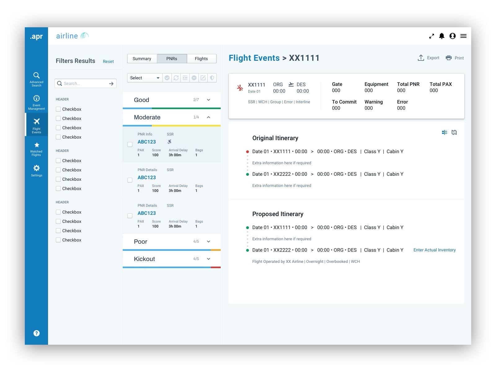 Passenger Itinerary View accordion airline blueprint.js enterprise application itinerary sketch ui