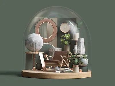 Terrarium- Land Rover 3d abstract c4d cinema4d colors design geometric glass graphic design illustration models nature petertarka plants render set setdesign style terrarium wood