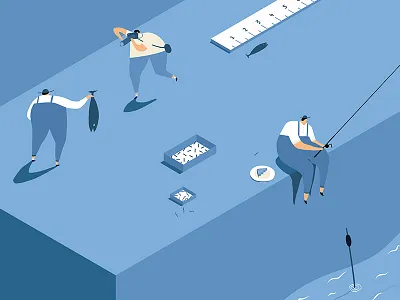 Gameone - Fishing - Version Two blue bullrush fishing gameone illustration isometric korea records sandwich sports