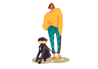 The girl walking the dog art design illustration illustration art illustration artist illustration design illustration digital