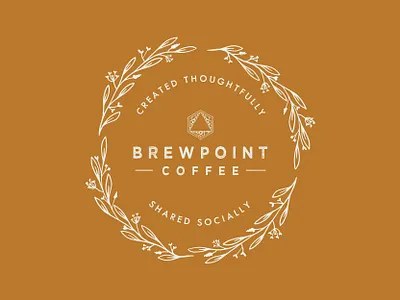 Brewpoint Coffee Stamp - Floral botanical branding coffee coffee shop delicate design digital digital illustration drawing floral flowers gold illustration leafy logo minimal stamp typography